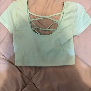 Mint Green Ribbed Aerie Crop Top